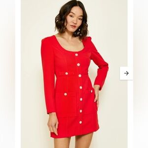 line & dot red PHILLIPA MINI DRESS NWT size M
